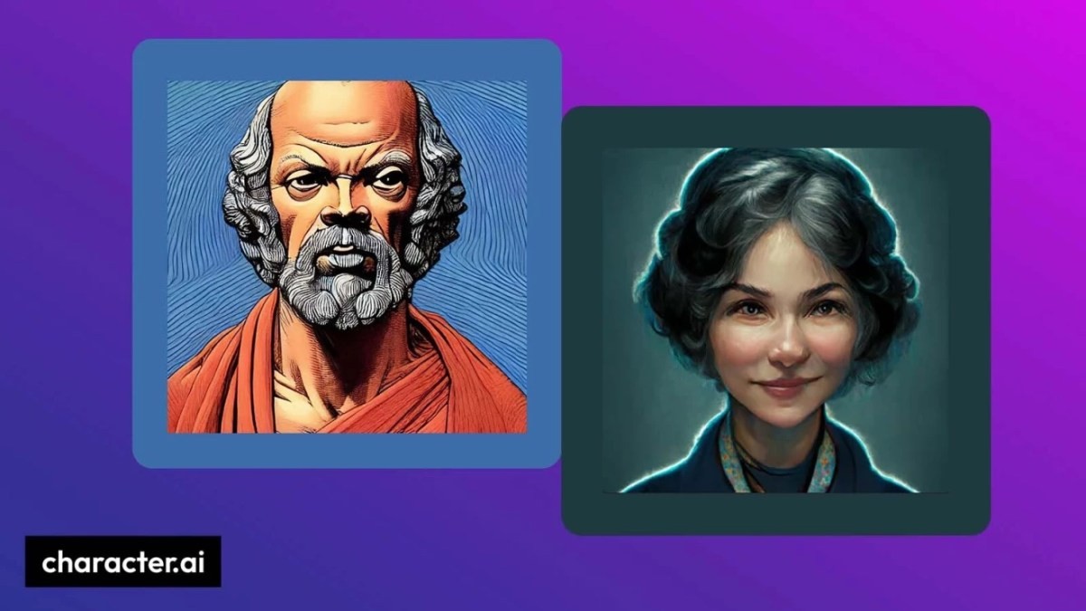 Tampilan dua karakter chatbot di aplikasi Character.AI