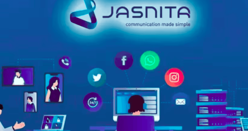 Ilustrasi layanan komunikasi omnichannel Jasnita dengan petugas contact center