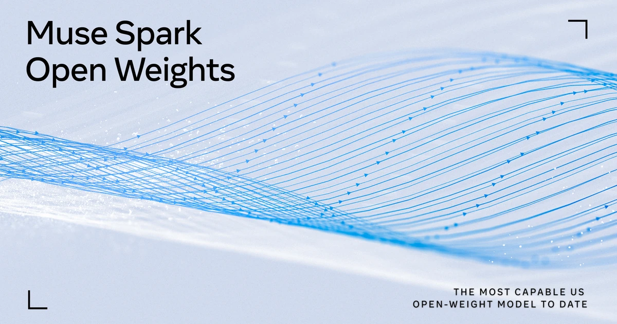 Grafis biru bertuliskan Muse Spark Open Weights dari Meta