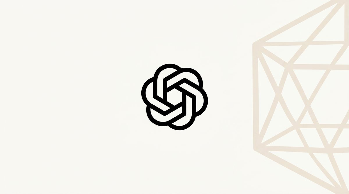 Logo OpenAI dengan ilustrasi geometris
